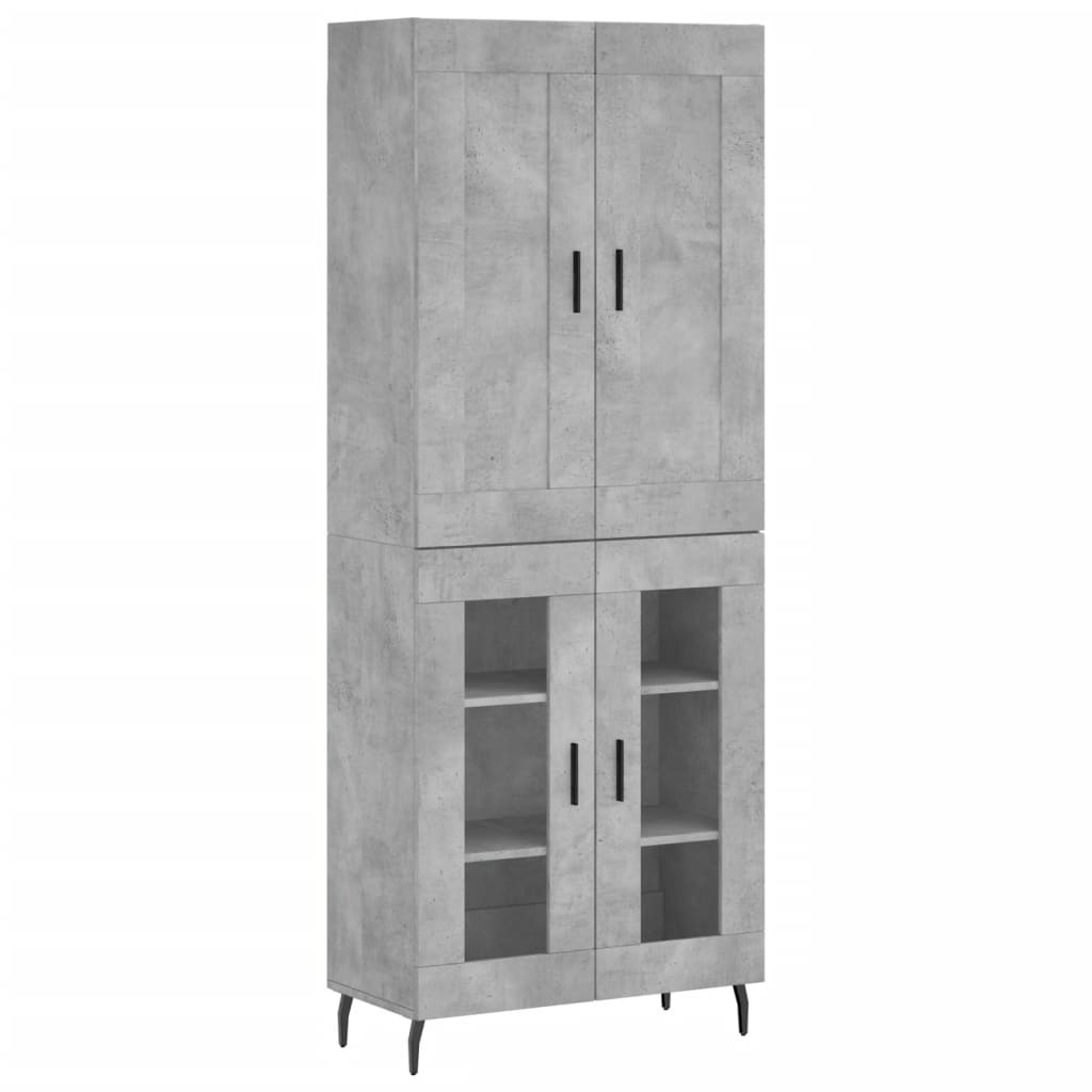 Visoka komoda siva betona 69,5x34x180 cm od konstruiranog drva