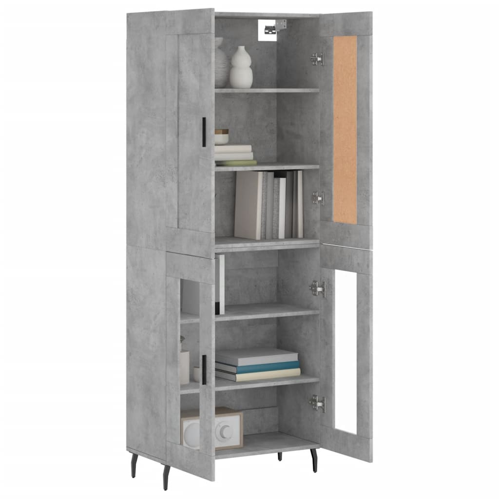Visoka komoda siva betona 69,5x34x180 cm od konstruiranog drva
