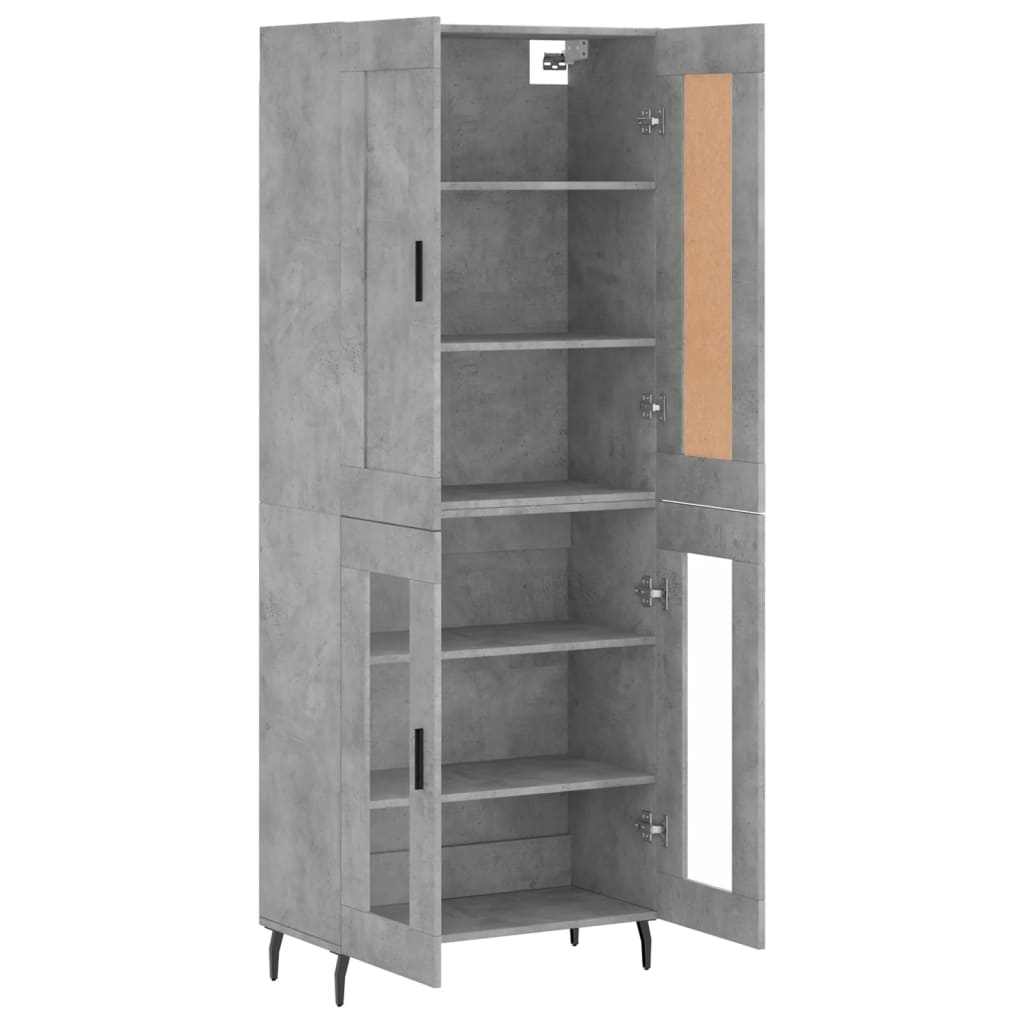 Visoka komoda siva betona 69,5x34x180 cm od konstruiranog drva
