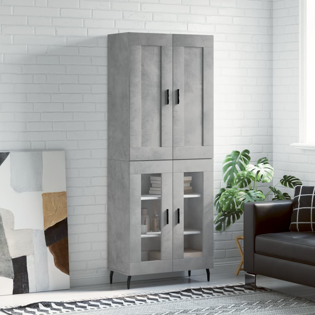 Visoka komoda siva betona 69,5x34x180 cm od konstruiranog drva
