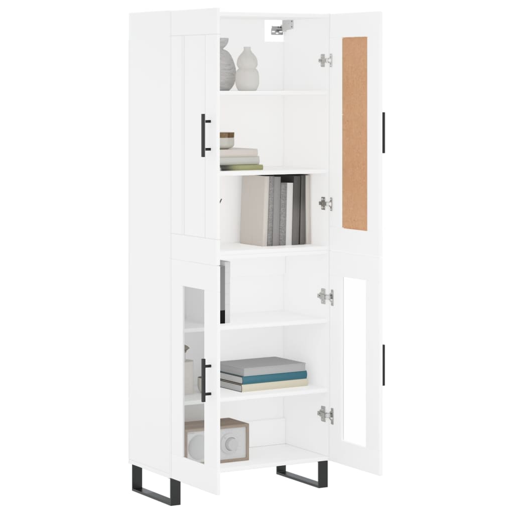 Visoka komoda bijela 69,5x34x180 cm konstruirano drvo