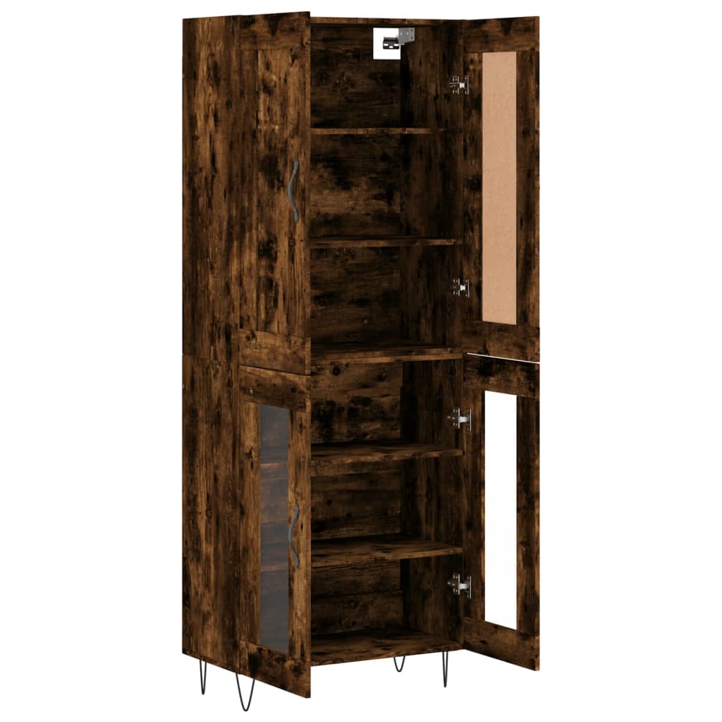 Visoka komoda dimljeni hrast 69,5x34x180 cm konstruiranog drva