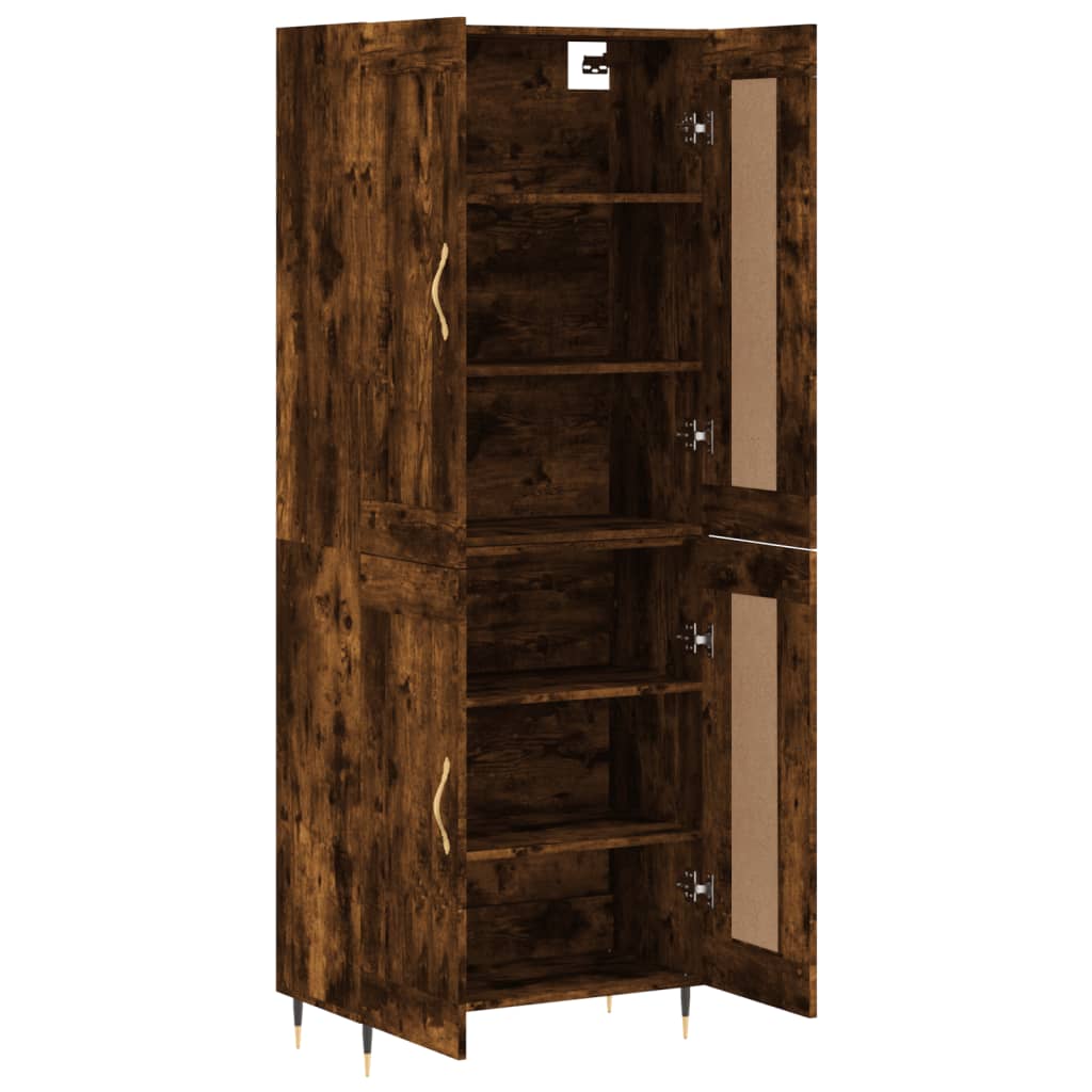 Visoka komoda dimljeni hrast 69,5x34x180 cm konstruiranog drva