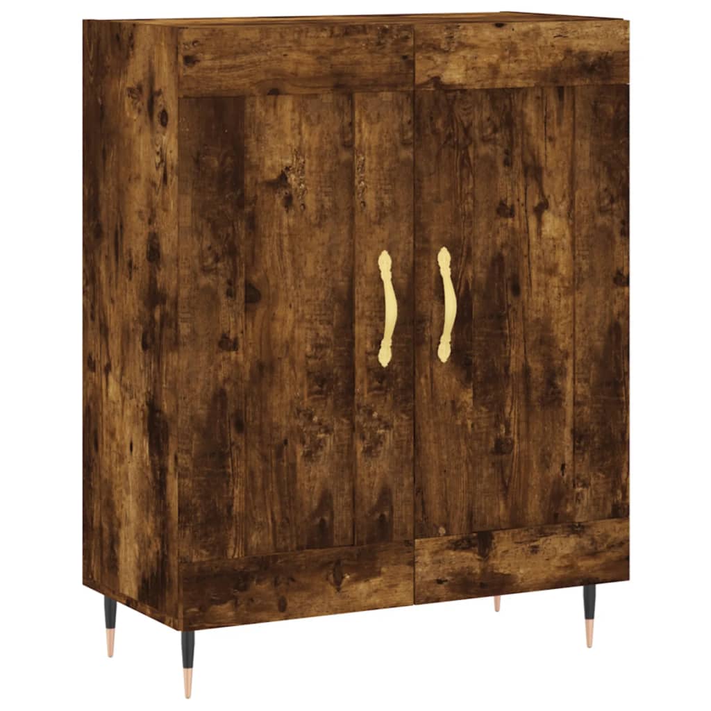 Visoka komoda dimljeni hrast 69,5x34x180 cm konstruiranog drva
