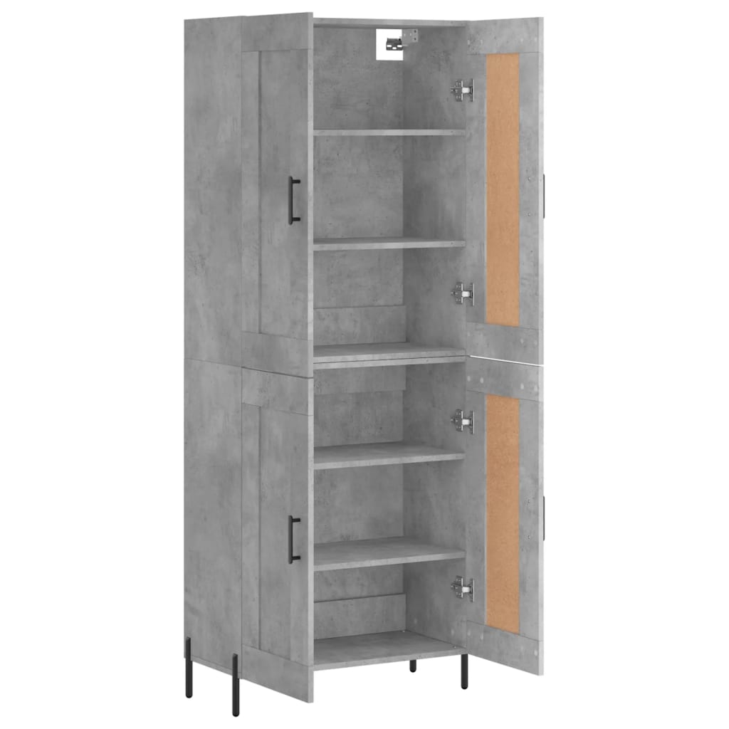 Visoka komoda siva betona 69,5x34x180 cm od konstruiranog drva