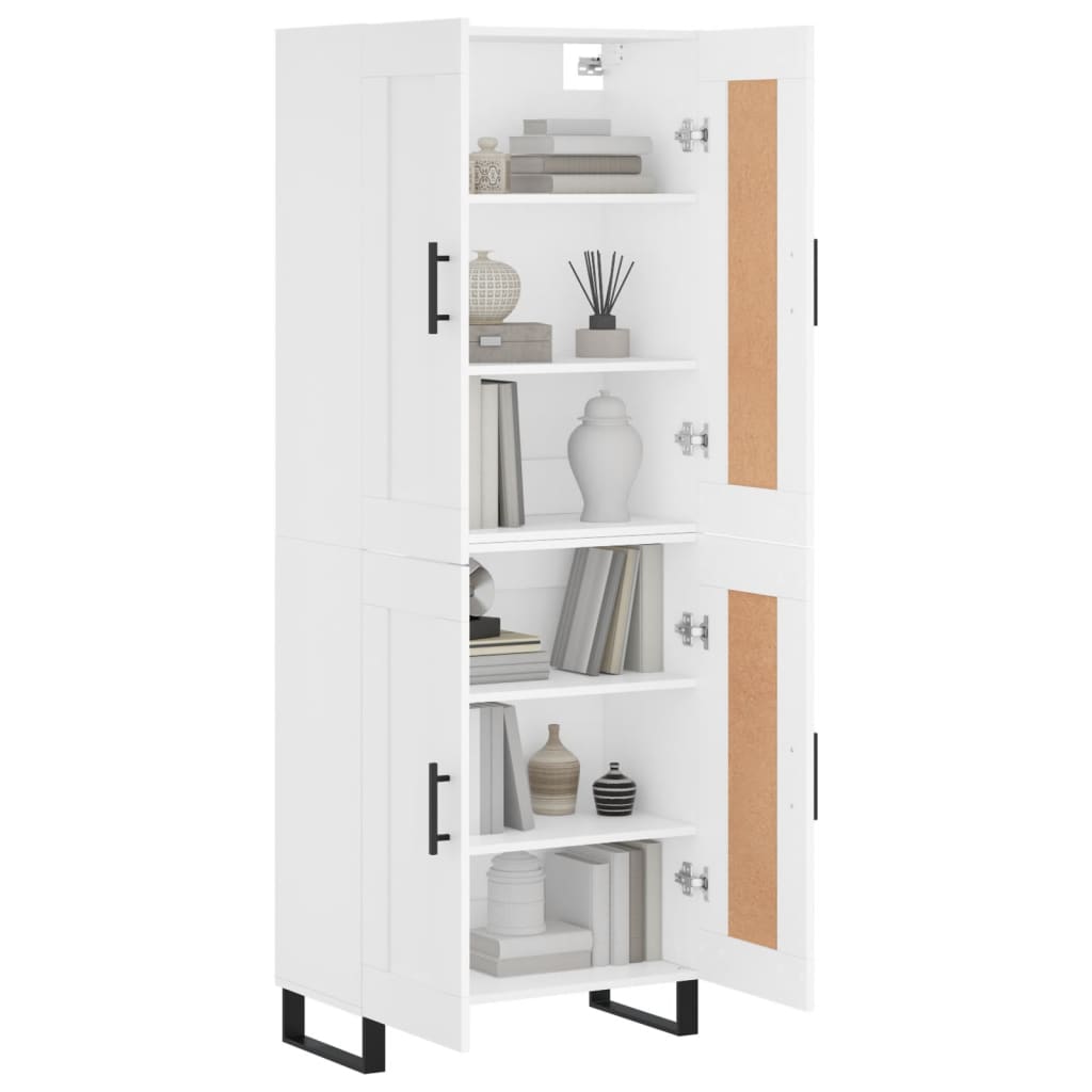 Visoka komoda bijela 69,5x34x180 cm konstruirano drvo
