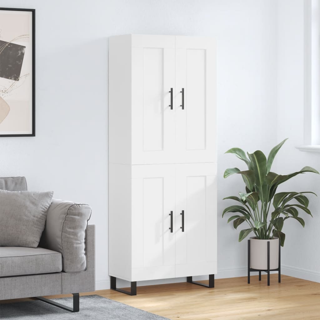 Visoka komoda bijela 69,5x34x180 cm konstruirano drvo