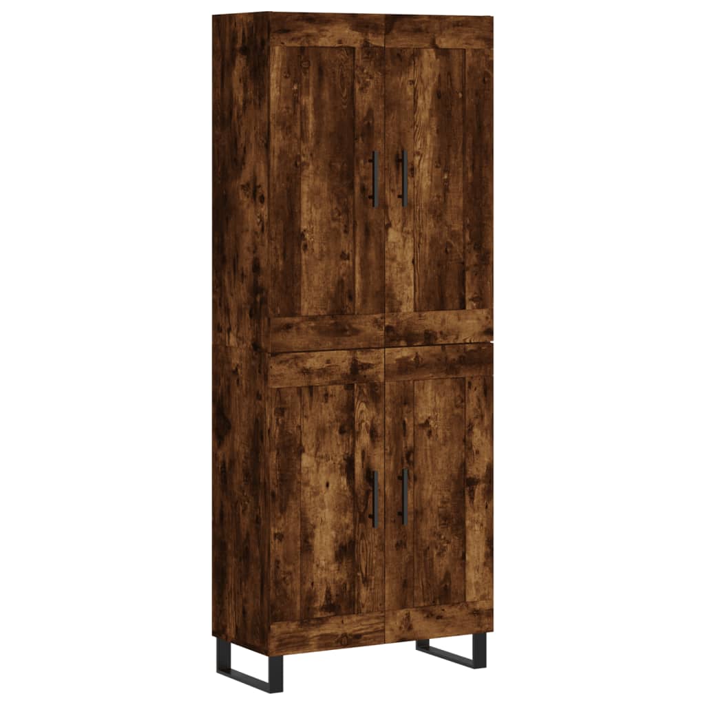 Visoka komoda dimljeni hrast 69,5x34x180 cm konstruiranog drva