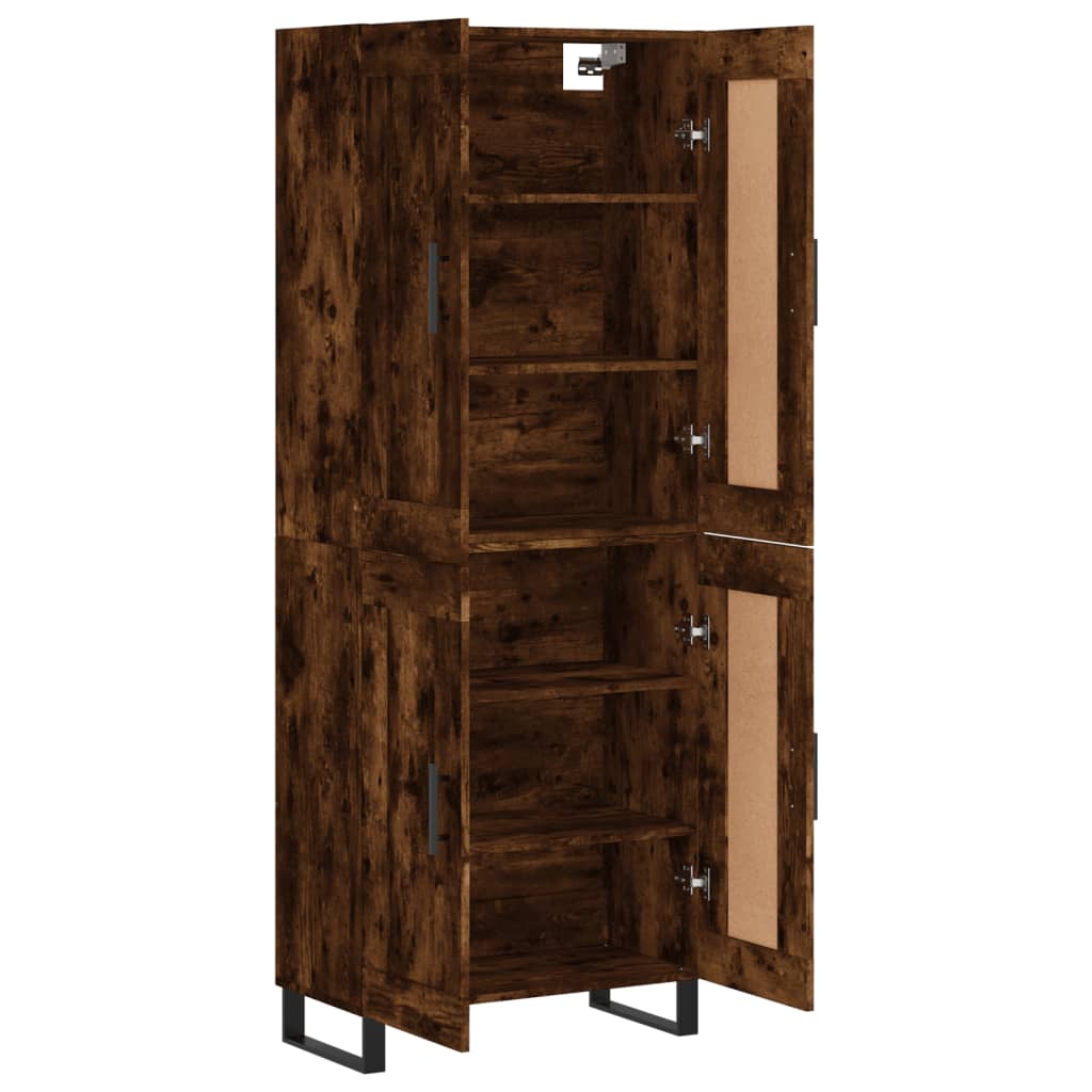 Visoka komoda dimljeni hrast 69,5x34x180 cm konstruiranog drva