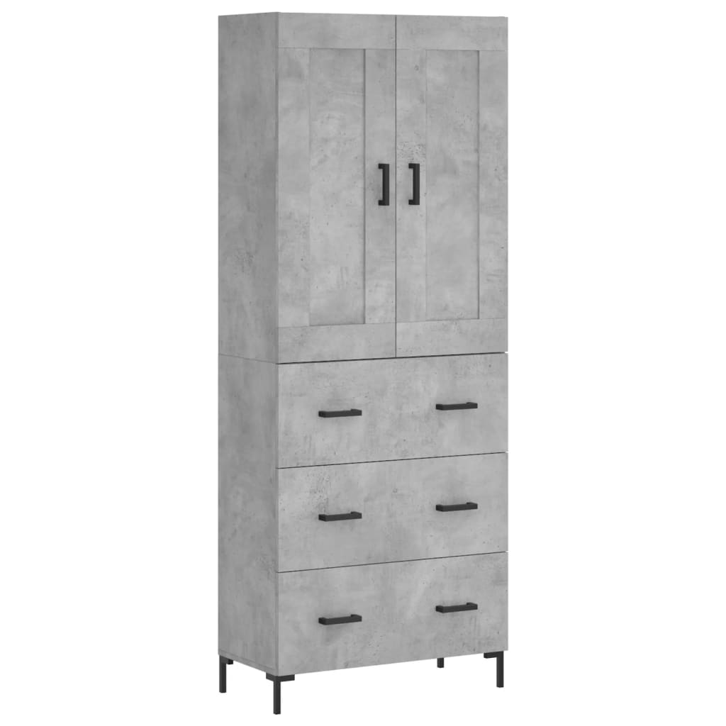 Visoka komoda siva betona 69,5x34x180 cm od konstruiranog drva