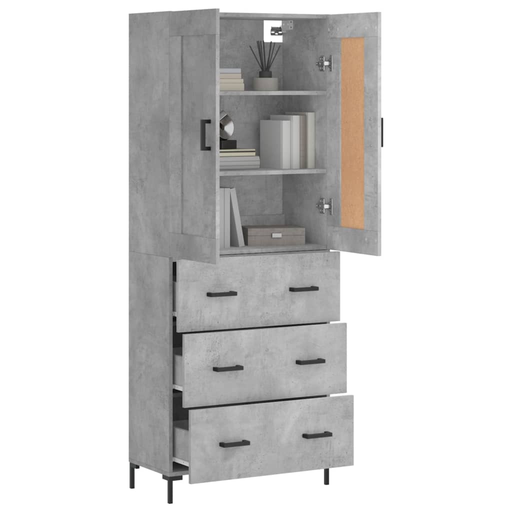 Visoka komoda siva betona 69,5x34x180 cm od konstruiranog drva