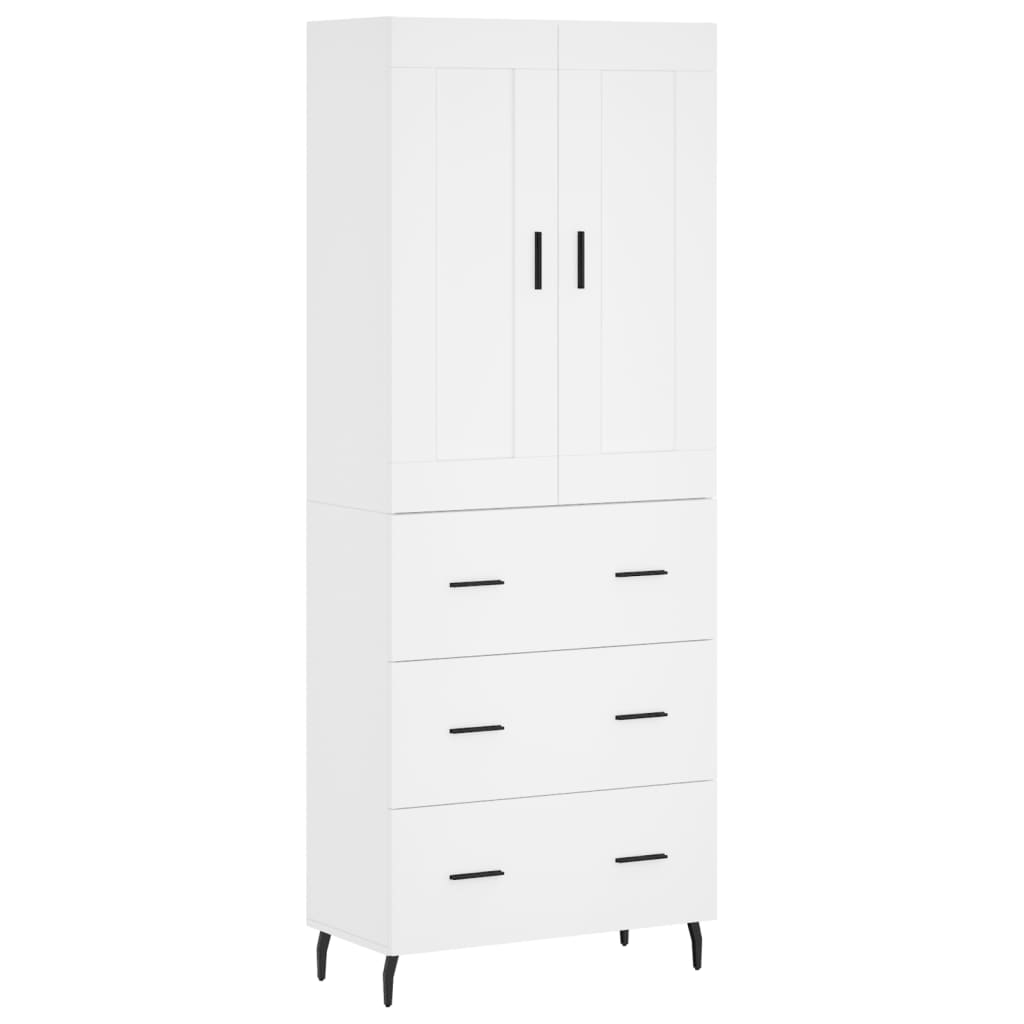 Visoka komoda bijela 69,5x34x180 cm konstruirano drvo