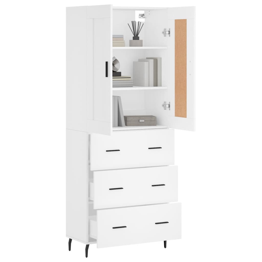 Visoka komoda bijela 69,5x34x180 cm konstruirano drvo
