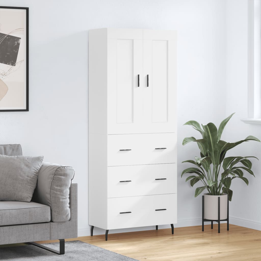 Visoka komoda bijela 69,5x34x180 cm konstruirano drvo