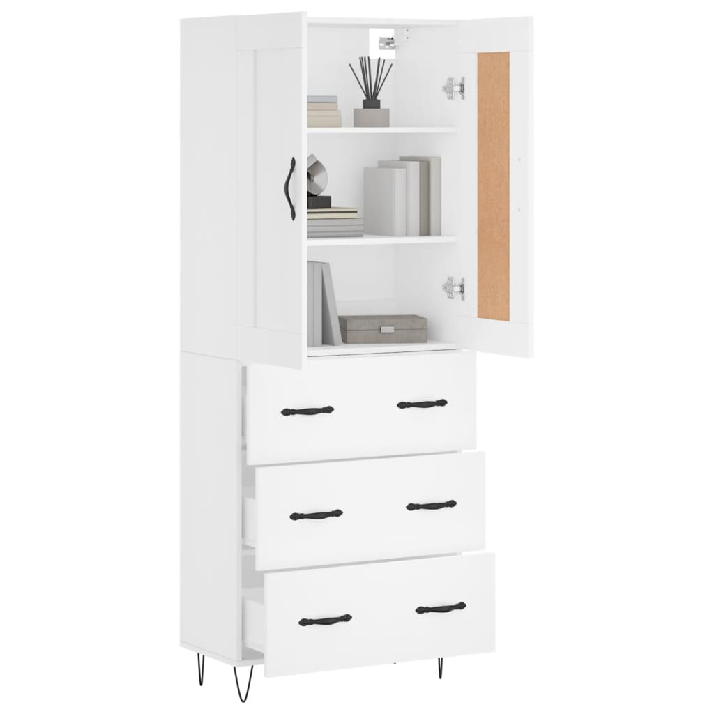 Visoka komoda bijela 69,5x34x180 cm konstruirano drvo