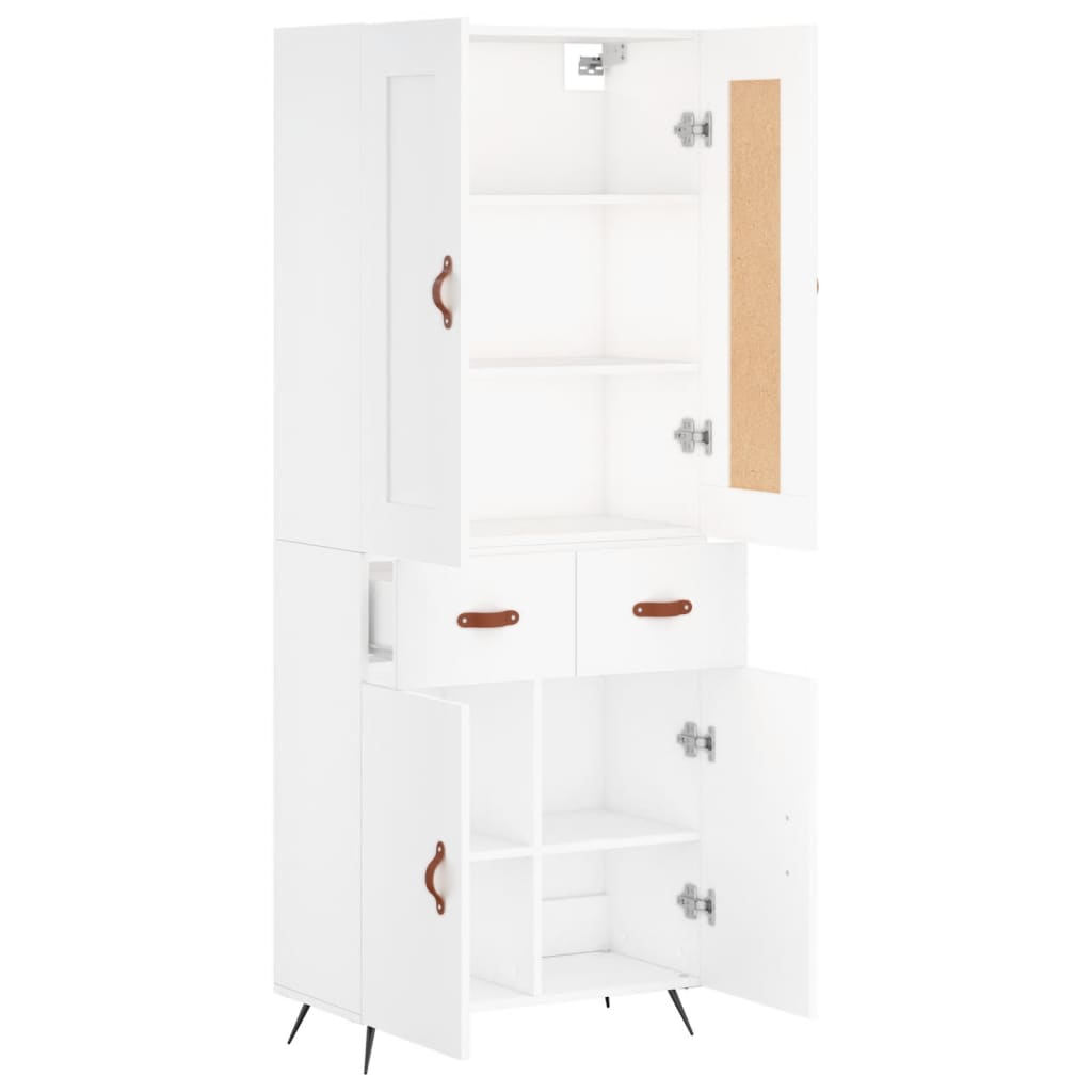Visoka komoda bijela 69,5x34x180 cm konstruirano drvo