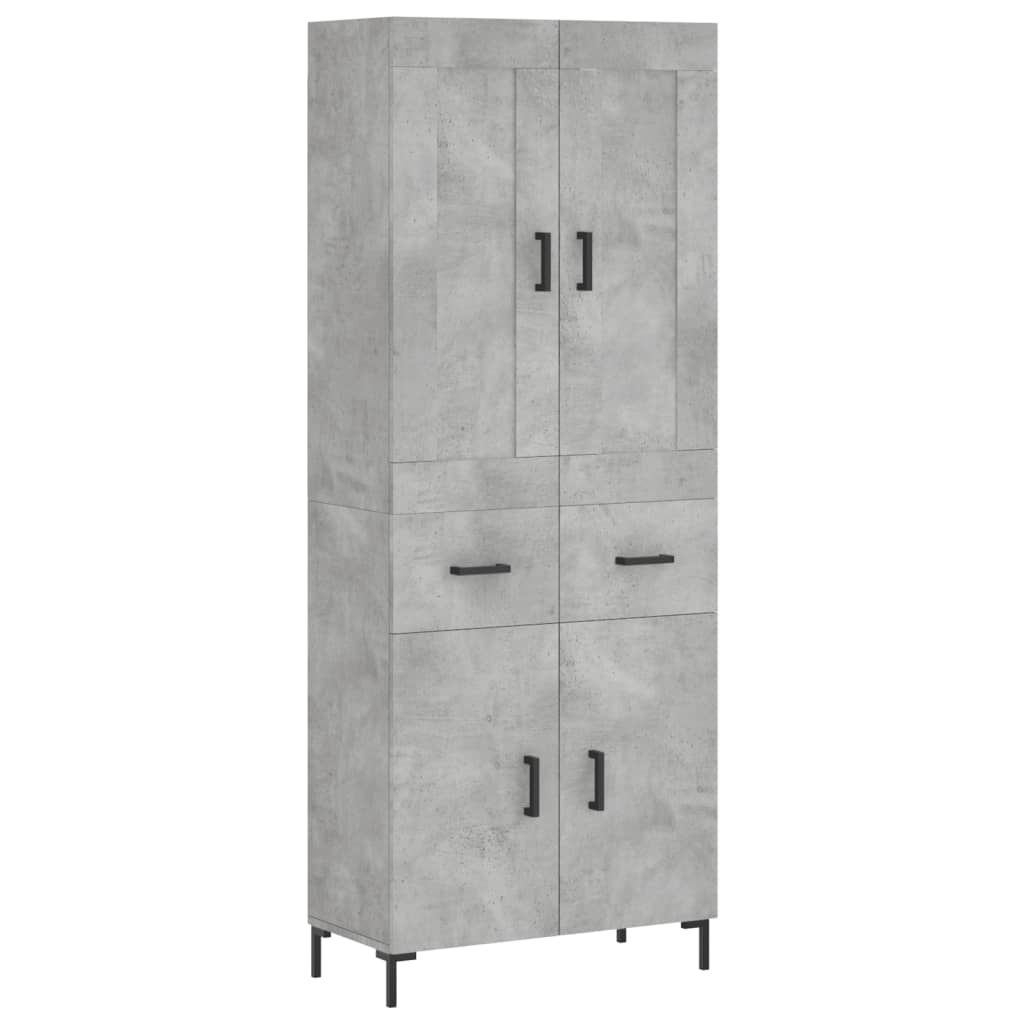 Visoka komoda siva betona 69,5x34x180 cm od konstruiranog drva