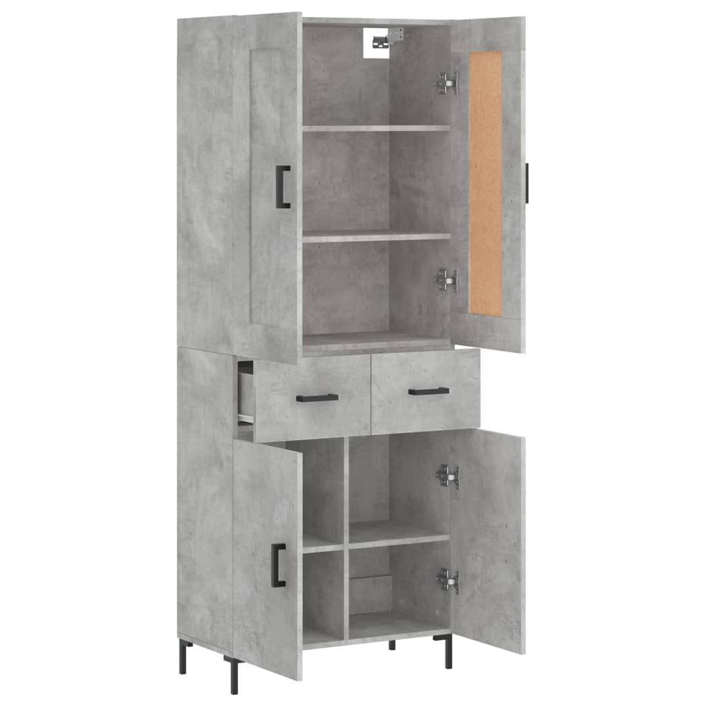 Visoka komoda siva betona 69,5x34x180 cm od konstruiranog drva