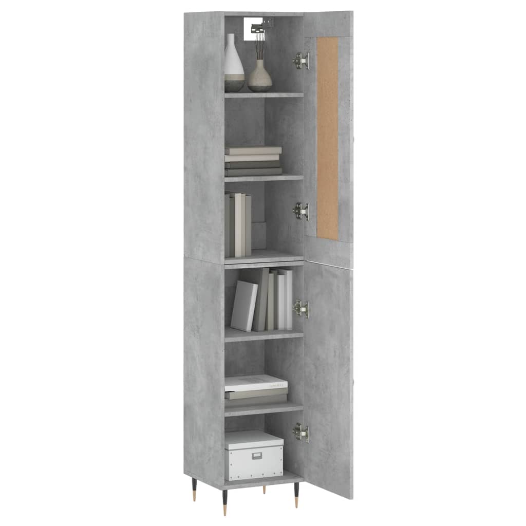 Visoka komoda siva betona 34,5x34x180 cm od konstruiranog drva