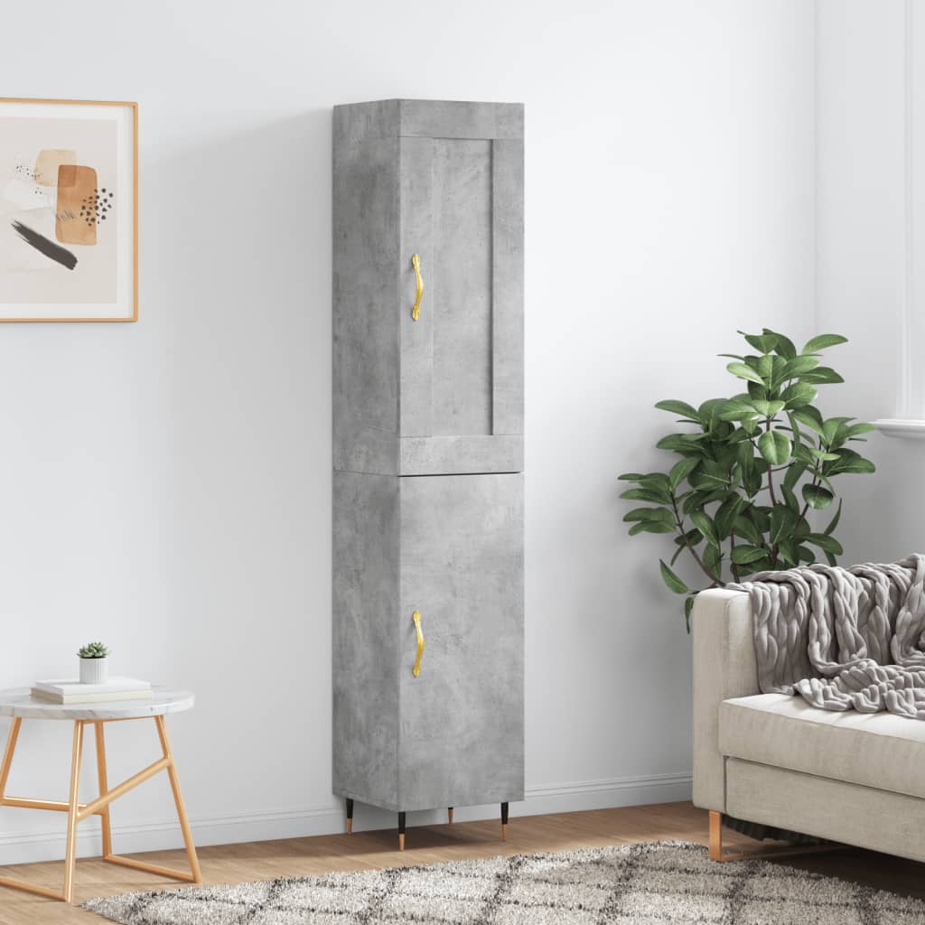 Visoka komoda siva betona 34,5x34x180 cm od konstruiranog drva