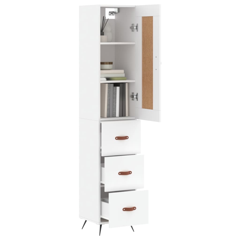 Visoka komoda bijeli 34,5x34x180 cm od konstruiranog drva