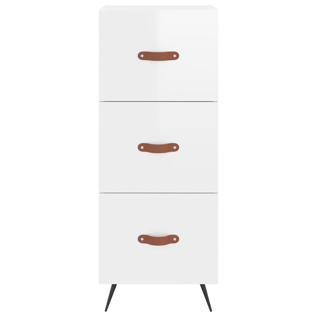 Visoka komoda sjajna bijela 34,5x34x180 cm konstruirano drvo