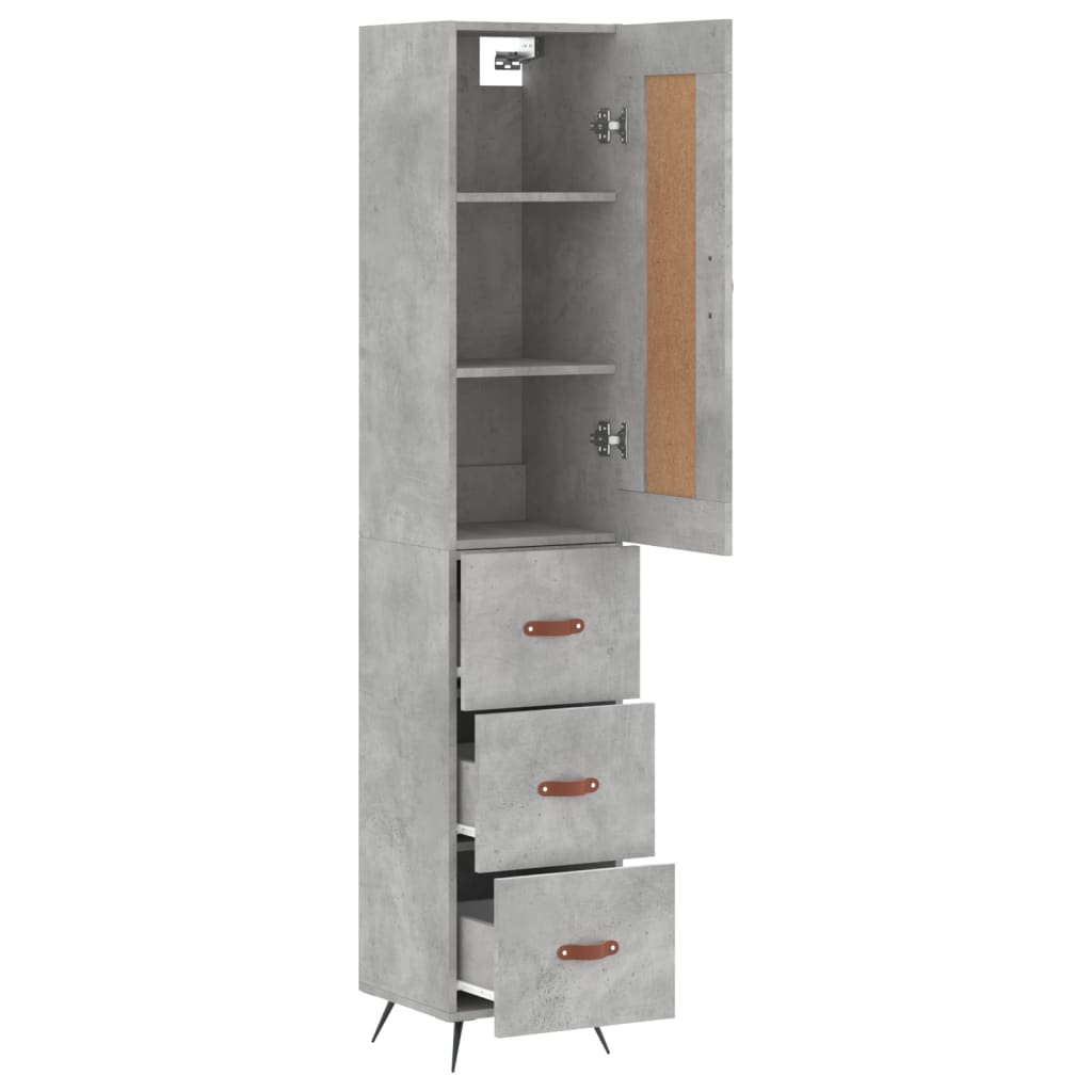 Visoka komoda siva betona 34,5x34x180 cm od konstruiranog drva