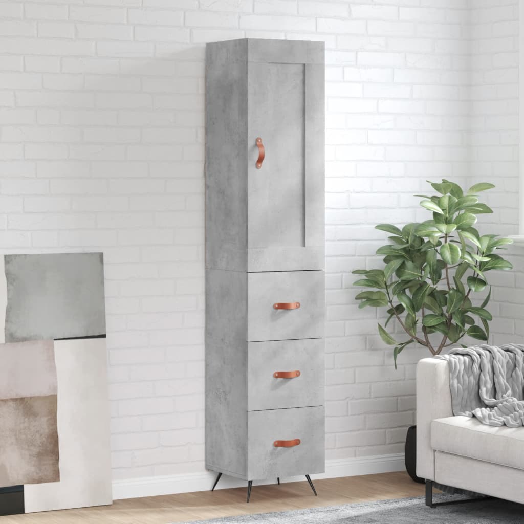 Visoka komoda siva betona 34,5x34x180 cm od konstruiranog drva