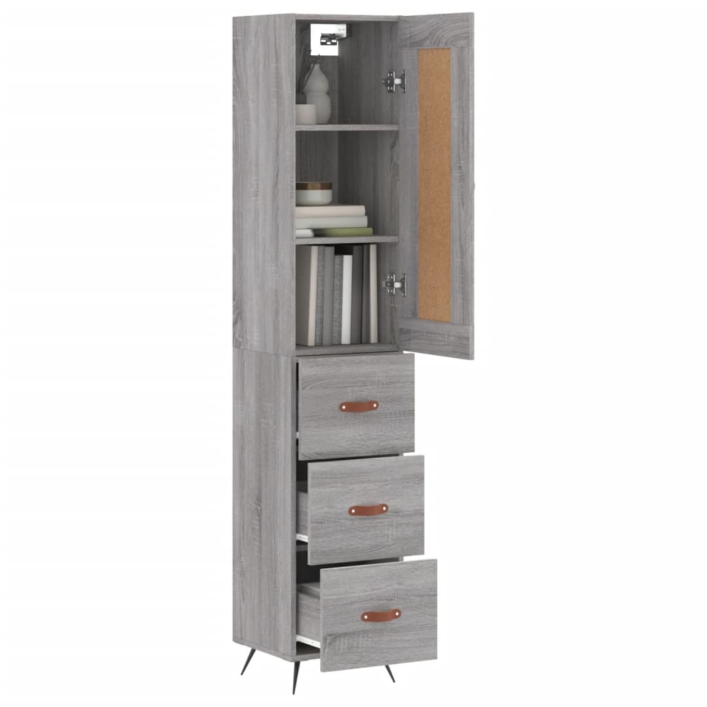 Visoka komoda siva sonome 34,5x34x180 cm od konstruiranog drva