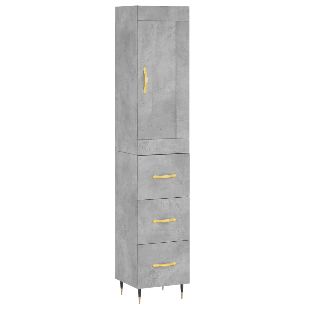 Visoka komoda siva betona 34,5x34x180 cm od konstruiranog drva