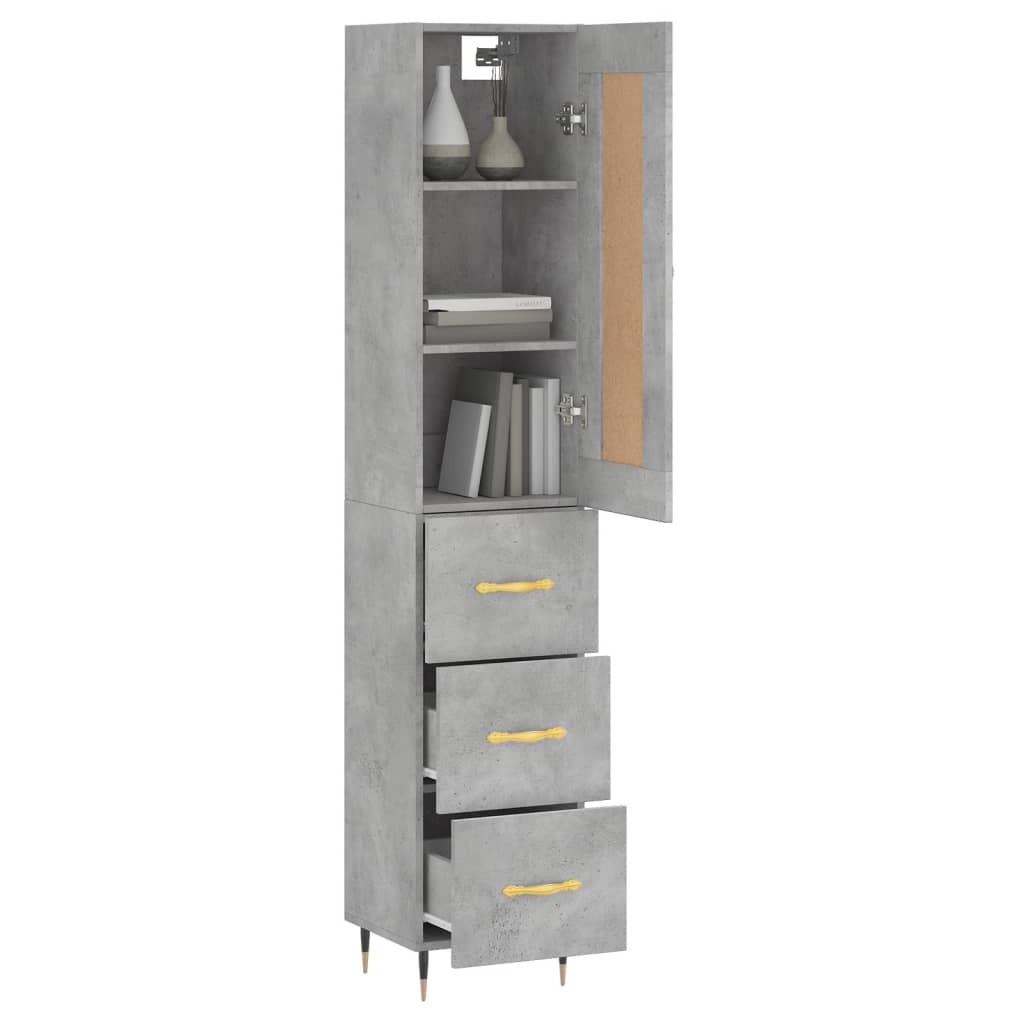 Visoka komoda siva betona 34,5x34x180 cm od konstruiranog drva