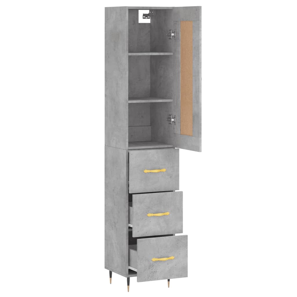 Visoka komoda siva betona 34,5x34x180 cm od konstruiranog drva