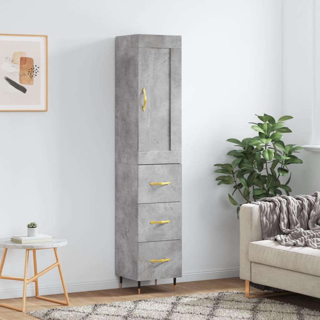 Visoka komoda siva betona 34,5x34x180 cm od konstruiranog drva