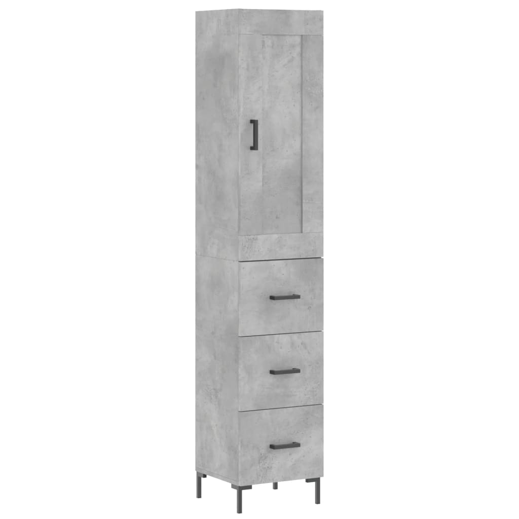 Visoka komoda siva betona 34,5x34x180 cm od konstruiranog drva