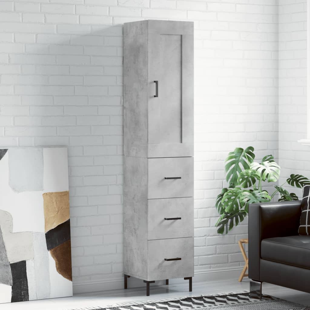 Visoka komoda siva betona 34,5x34x180 cm od konstruiranog drva
