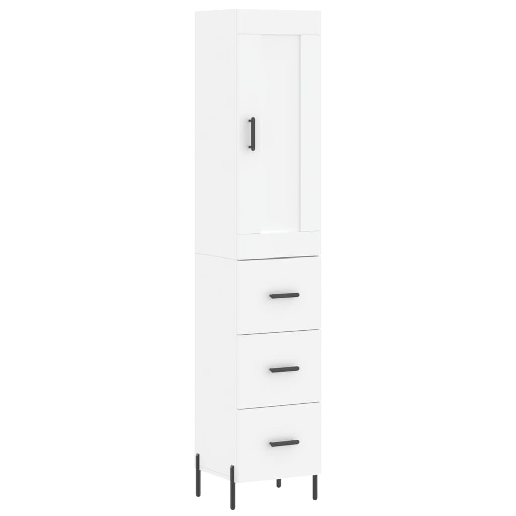 Visoka komoda bijeli 34,5x34x180 cm od konstruiranog drva