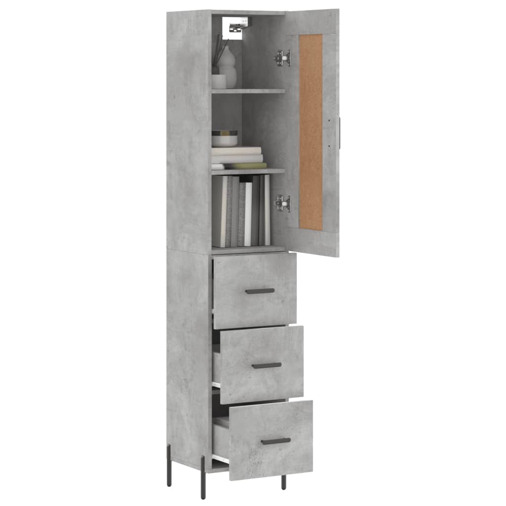 Visoka komoda siva betona 34,5x34x180 cm od konstruiranog drva