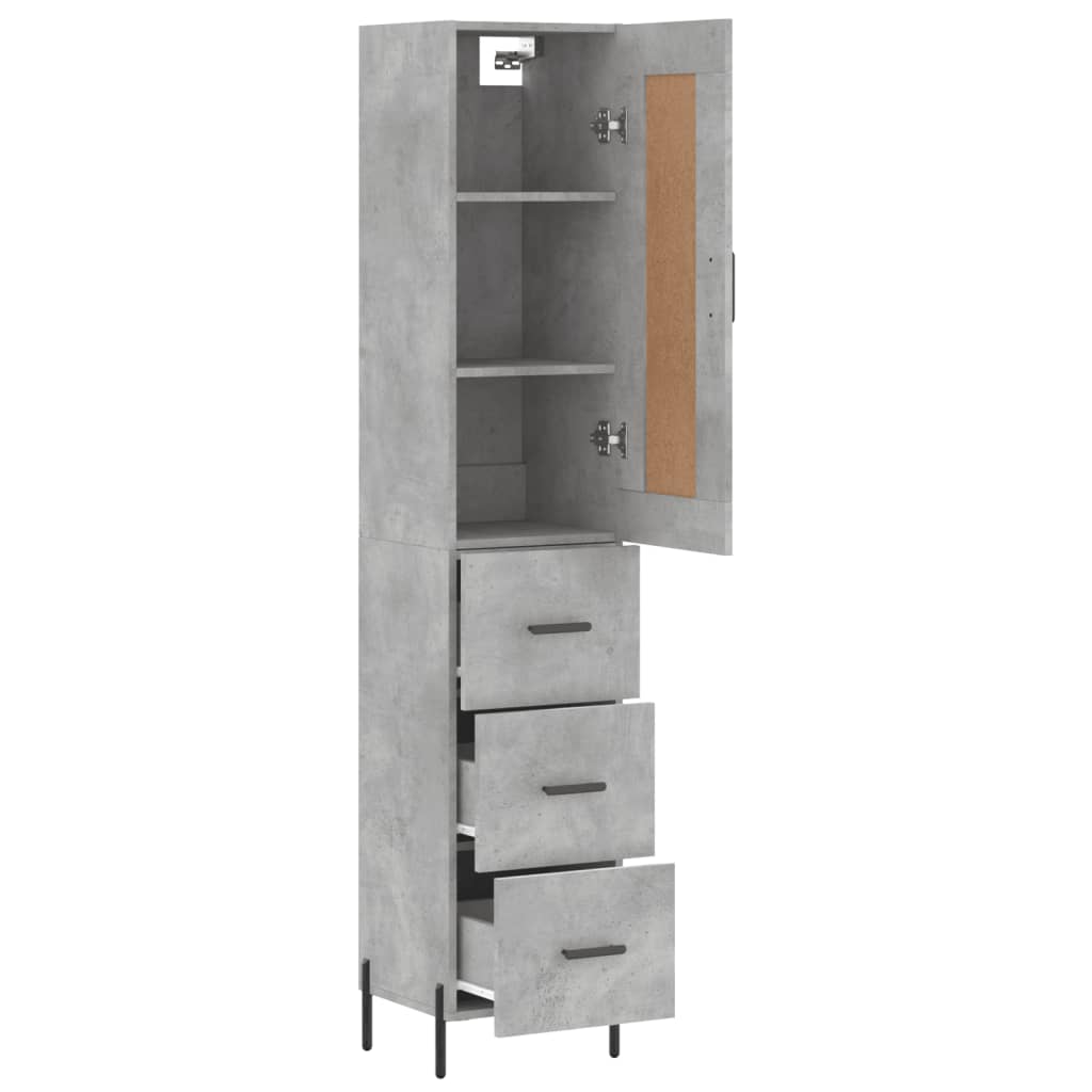 Visoka komoda siva betona 34,5x34x180 cm od konstruiranog drva