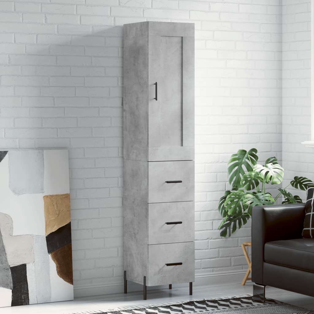 Visoka komoda siva betona 34,5x34x180 cm od konstruiranog drva