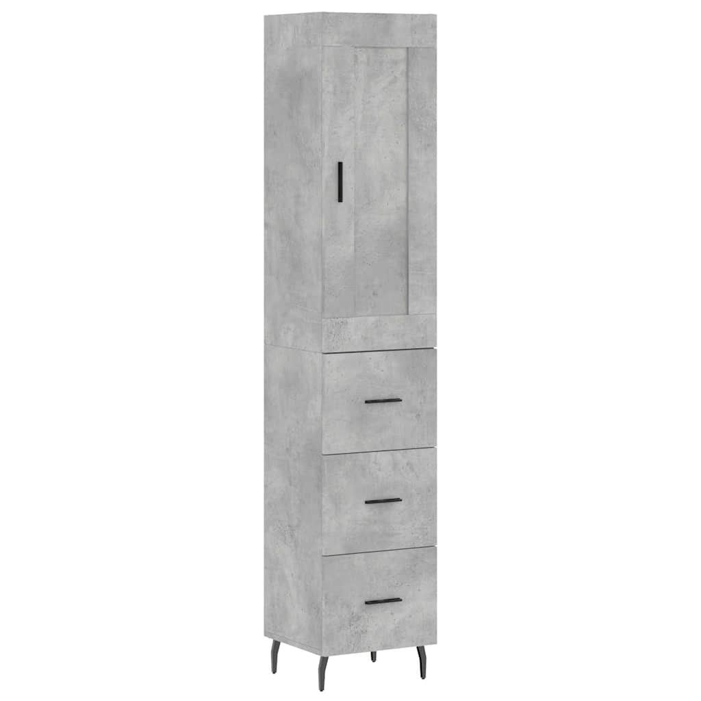Visoka komoda siva betona 34,5x34x180 cm od konstruiranog drva