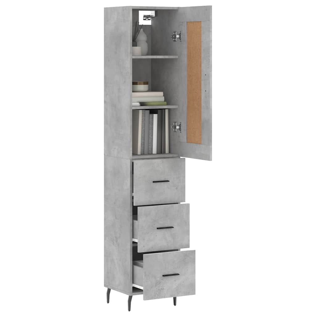 Visoka komoda siva betona 34,5x34x180 cm od konstruiranog drva