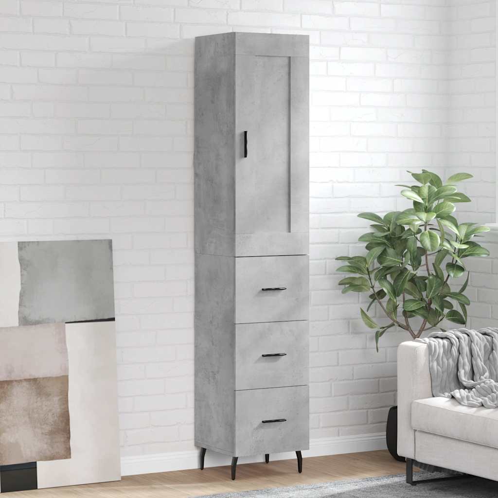 Visoka komoda siva betona 34,5x34x180 cm od konstruiranog drva