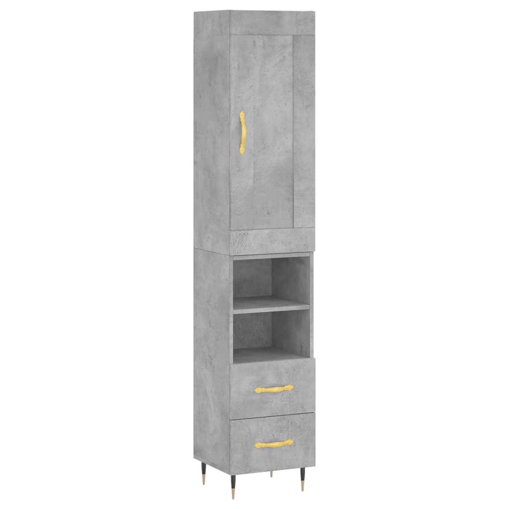 Visoka komoda siva betona 34,5x34x180 cm od konstruiranog drva
