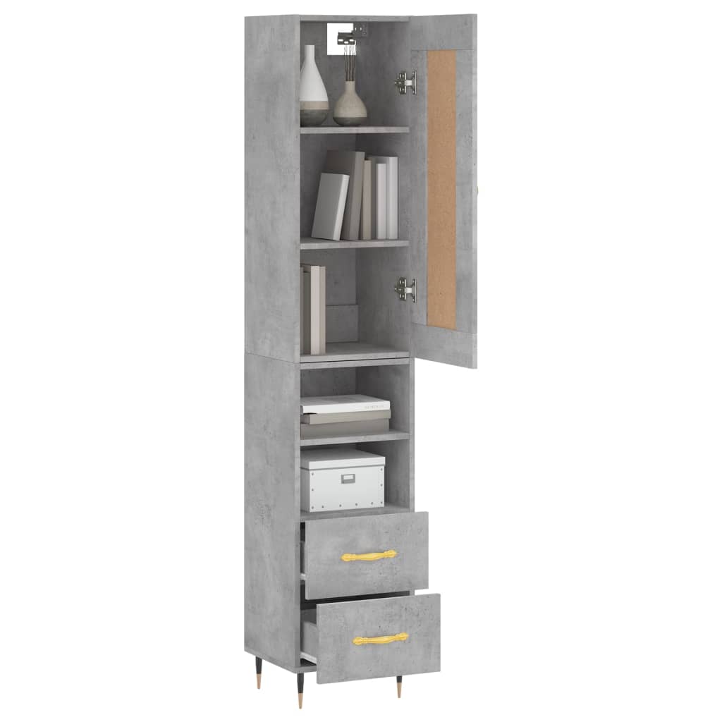 Visoka komoda siva betona 34,5x34x180 cm od konstruiranog drva