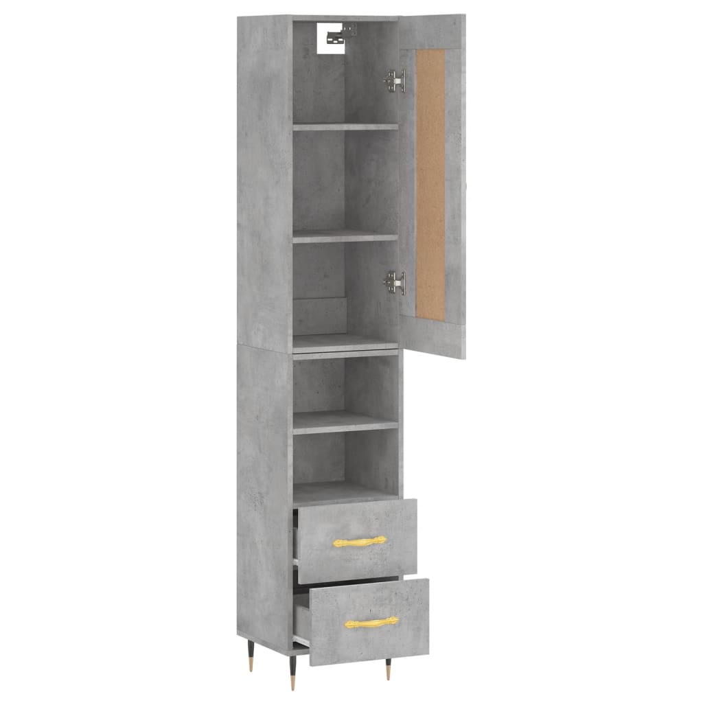 Visoka komoda siva betona 34,5x34x180 cm od konstruiranog drva