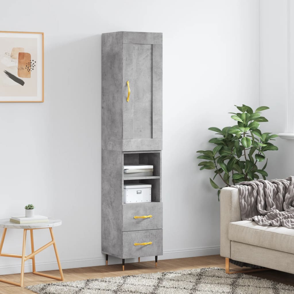 Visoka komoda siva betona 34,5x34x180 cm od konstruiranog drva