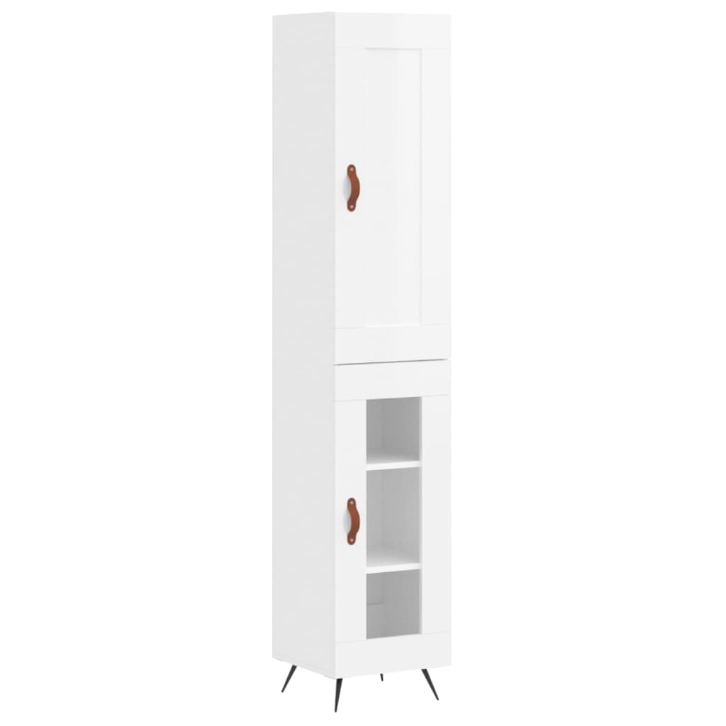 Visoka komoda sjajna bijela 34,5x34x180 cm konstruirano drvo