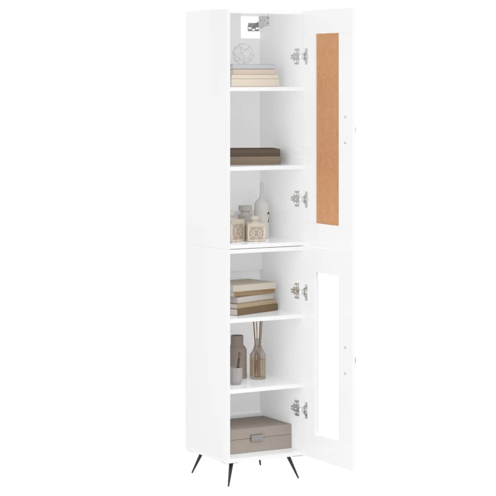 Visoka komoda sjajna bijela 34,5x34x180 cm konstruirano drvo