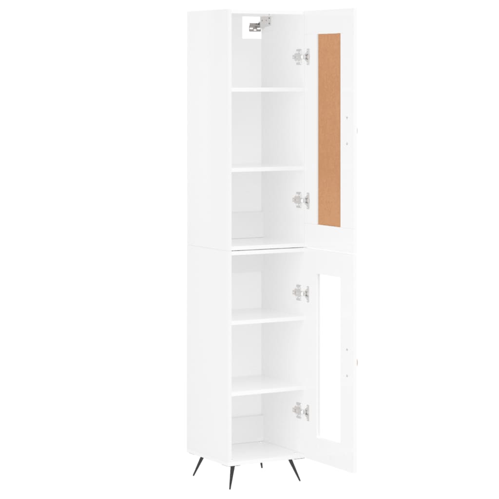 Visoka komoda sjajna bijela 34,5x34x180 cm konstruirano drvo