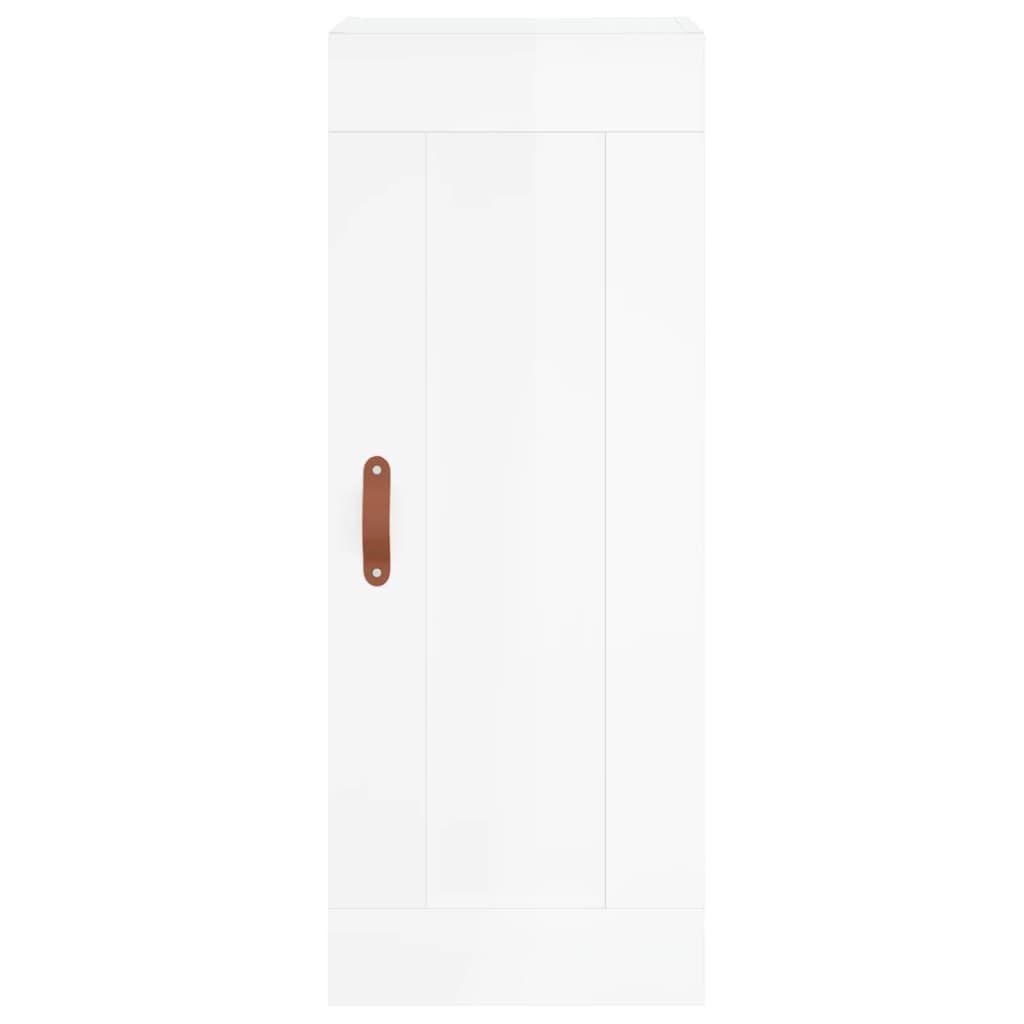 Visoka komoda sjajna bijela 34,5x34x180 cm konstruirano drvo
